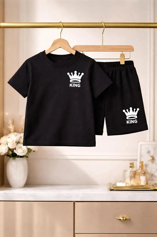 Boy's Black Printed Polyester Tracksuit 1-12Yrs Trend Trovs