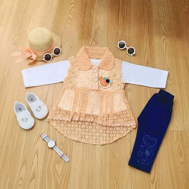 Eid Collectiion 2 Pcs Girl's Cotton Lawn Printed Frock And Trouser Set TrendTrovs