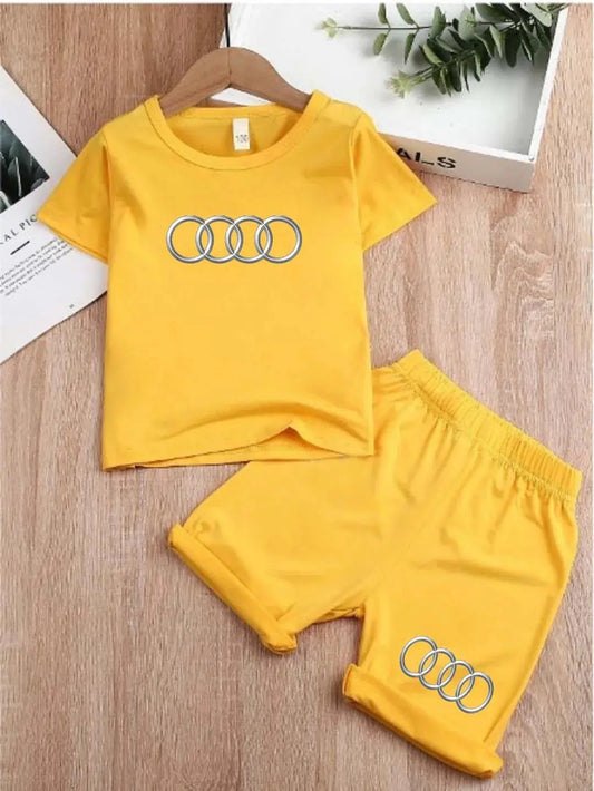 Boy's Printed Yellow Audi Tracksuit 1-12 Years Trend Trovs