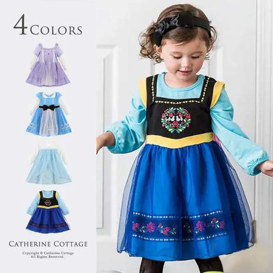 Girls Anna Princess Dress Blue Long Sleeve Halloween Costume Trend Trovs